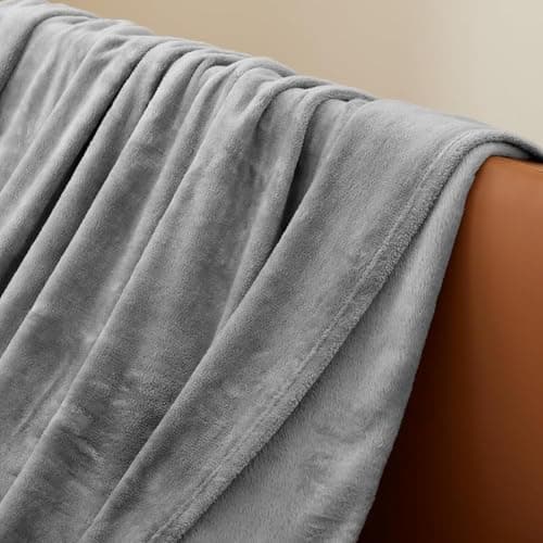Aisbo Grey Throws Blanket for Sofas - Single Fluffy Blanket Bed Throw Fleece, Warm Soft Flannel Blanket for Couch, 130x150cm Gray — view 6