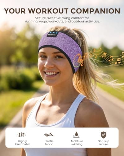 ink-topoint Sleep Headphones, Comfortable Headband Headphones for Side Sleepers, 16H Playtime Wireless Sport Headband with Bluetooth 5.4 & Ultra Thin Speakers for Sleeping, Running, Yoga, Travel, Nap — view 3