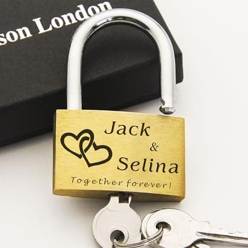 Personalised Padlock Engraved Padlock Love Lock Personalised Locks for Her Him Girls Couples Lover Anniversary Wedding Gifts for Christmas Large Love Lock for Travel Trip Valentines (Design 3) — view 3