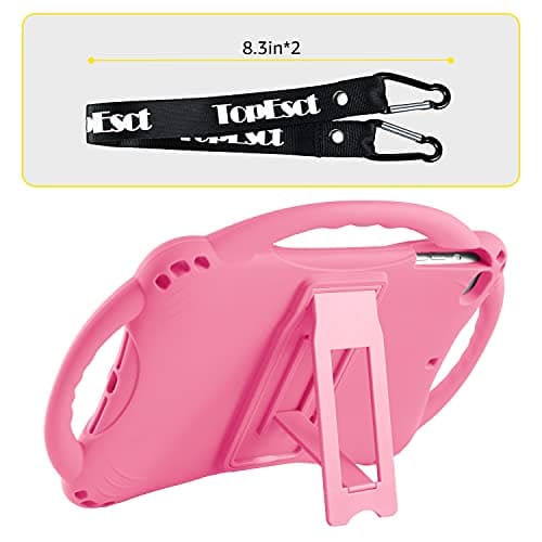 TopEsct Kids Case for 7.9 inch iPad Mini 5th/4th/3rd/2nd/1st Gen (Old Model) Silicone Shockproof Protective Cover with Built-in Handle Stand and Strap (Pink) — view 6