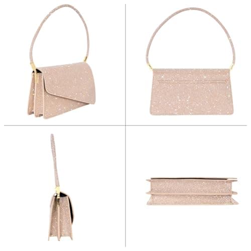 Toptime Women's Clutches, Sparkling Envelope Handbags for Women with Handle, Small Glitter Sequins Rose Gold Clutch Bag with 2 Compartments, Elegant Evening Bag for Prom, Wedding, Dating, Party — view 5