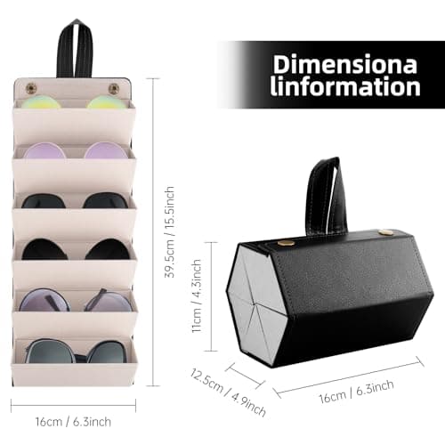 CTDMJ Sunglasses Travel Case, 6-Slot Glasses Storage Box, Foldable Glasses Storage Case, PU Leather Eyewear Storage Box, Multiple Travel Sunglasses Organizer Case, Hanging Glasses Case for Women Men — view 5