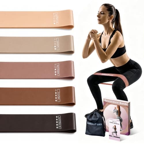Fitness Bands Set of 5 Resistance Bands with 5 Levels Exercise Bands for Home Fitness, Stretching, Strength Training, Physiotherapy, Pilates, Yoga, Elastic Workout Bands for Women (Coffee)