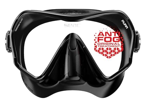 SEAC Pura – Frameless Single-Lens Silicone Diving Mask | Antifog Low Volume Mask for Diving and Snorkeling with 3D Buckle, Black — view 3