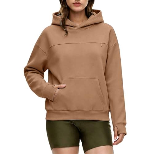 Zip Up Hoodies for Women UK Oversized Casual Sweatshirts Cozy Hooded Sweatshirt With Large Pocket And Front Earphone Pocket For (Brown, M) — view 5