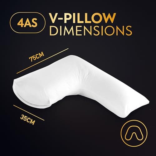 4AS V Pillow with Pillowcase – Hypoallergenic & Orthopedic V Shaped Pillows for Ultimate Comfort – Ideal for Maternity, Nursing, and Relaxation (White – 75X35cm) — view 5
