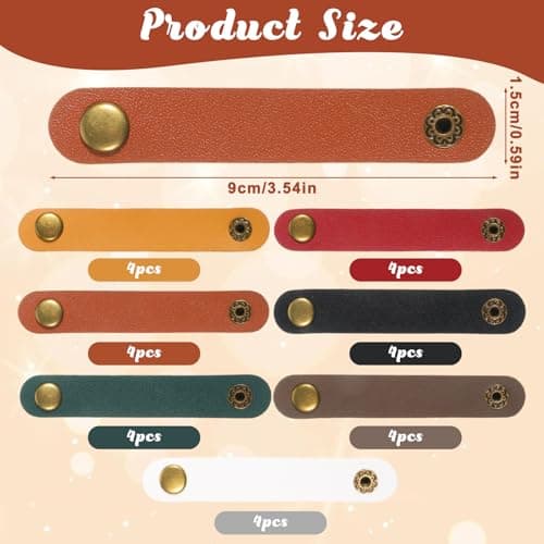 28 PCS Travel Leather Cable Straps, Leather Cord Organizer — view 4