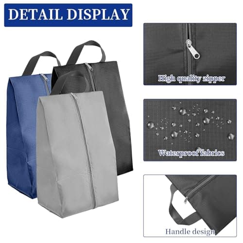 6 Pcs Travel Shoe Bags,Waterproof Nylon Shoe Storage Organizer with Handle — view 3