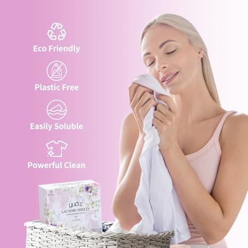 YUCO Laundry Detergent Sheets 80 Washes, Eco Travel Laundry Detergent Liquidless Detergent Soap Sheet, Dissolvable in in Sink and Washer, Plastic Free Packaging, Jasmine And Lily of the Valley (150g) — view 2