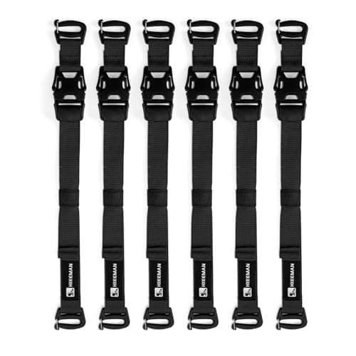 HIKEMAN Tactical Rush Tier System - 6PCS Adjustable Molle Backpack Straps,Fastening Straps with Buckle Clips,Outdoor Compression Bundling Straps,Expansion Module Accessory Luggage Strap (Black)