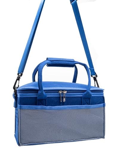 Carrying Case for Toniebox Starter Kit with Velcro Dividers, Dual Mesh Side Pockets and Mesh Zipper Pocket in Lid. (Royal Blue with Shoulder Strap) — view 4