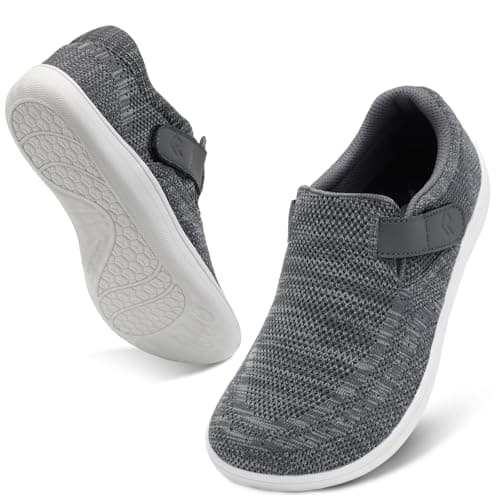 Men's Wide Walking Shoes Extra Wide Adjustable Slip On Orthopedic Barefoot Zero Drop Sneakers for Swollen Feet (Grey, Adult, Men, 8.5, Numeric, UK Footwear Size System, Wide)