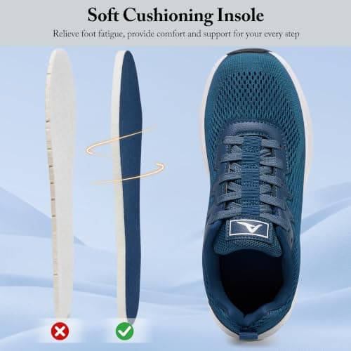 Aomigoct Womens Comfortable Walking Shoes: Reduce Foot Burden 40% for Travel Shopping - 8-Hour Walking Comfort for Commuting Women - Lightweight Sneakers, Blue, 5.5 UK — view 4