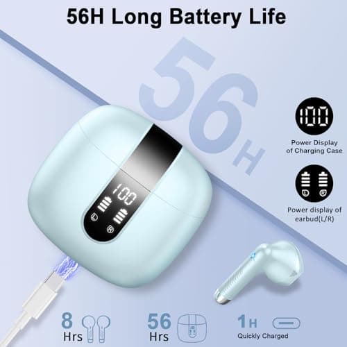 Drsaec Wireless Earbuds, Bluetooth 5.4 Headphones in Ear 2026 Wireless Headphones with 4 ENC Mics Noise Cancelling Ear Buds, Deep Bass Stereo Sport Earphones 48H Playtime, IP7 Waterproof/LED Display — view 5
