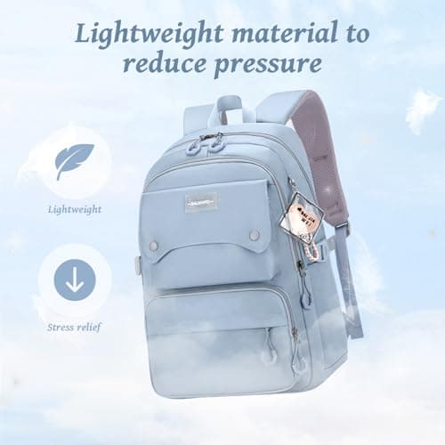 Aucuu School Daypack, School Bag, Lightweight School Backpack with Pendant, Teen Girls Casual Backpack, 15.6' Laptop Rucksack, Casual Daypack for Middle High School, College, Travel, Daily — view 4