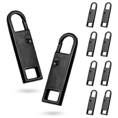 8PCS Zip Pull, 4 Colors Replacement Zipper Pull Repair Kit Universal Zipper Fixer Repair Accs for Luggage Clothing Suitcase Purses Zipper(Black)