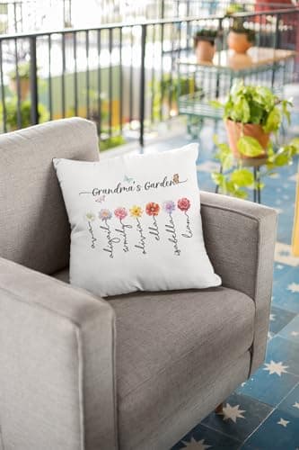 Varsany Personalised Grandma's Garden Ivory Cushion – Custom Granny Cushion, Grandma Pillow, Personalised Grandma Gifts, Customised Cushion for Grandma — view 4