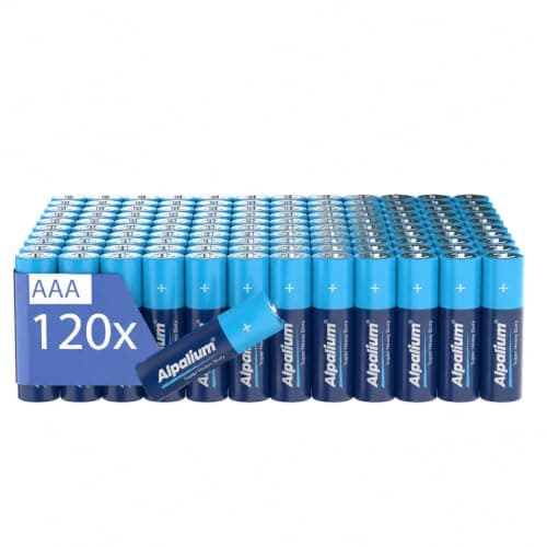 Alpalium AAA R03 Micro Batteries - Pack of 120, Zinc Charcoal, Long Shelf Life, Cadmium & Mercury Free, Environmentally Friendly Packaging, Storage Pack