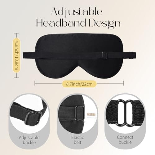 ZIMASILK 100% Natural Silk Eye Mask Blindfold, Adjustable Strap Super-Smooth Soft Sleep Eye Mask for Sleeping with Bag(Navy Blue) — view 4