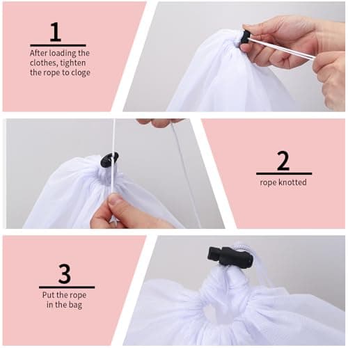 3 Pcs Drawstring Mesh Laundry Bags for Washing Machine Bags for Laundry Delicates Wash Bagss, Reusable Net Washing Bag for Delicates Clothes Socks Bra Underwear, 2 Small(30x40cm), 1 Large(50x60cm) — view 4