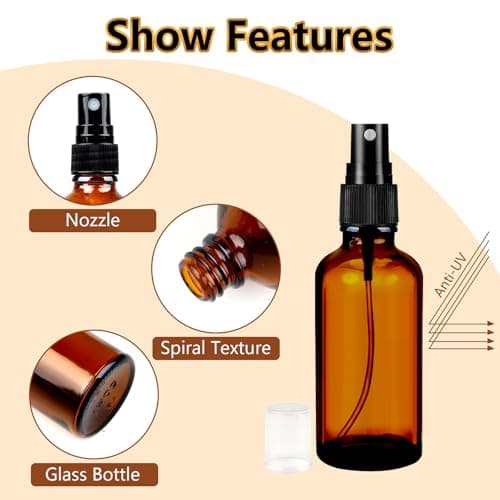 Maxmoc 50ml Amber Glass Spray Bottle,Small Refillable Fine Mist, 4pcs — view 3