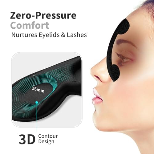 3D Sleep Mask for Men Women 2 Pack, Blackout Eye Mask for Sleeping Eye Mask for Side Sleeper, Memory Foam Adjustable&Washable, Airplane Travel Essentials Couples Yoga Meditation Office Black & Black — view 4