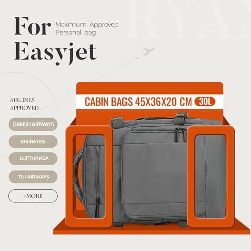 ZHXX for Easyjet Cabin Bag 45x36x20, Waterproof-Resistant Carry-ons Underseat Cabin Bag, Anti-Theft Design, Fits 15.6 Inch Laptop, Travel Backpack for Men & Women — view 2