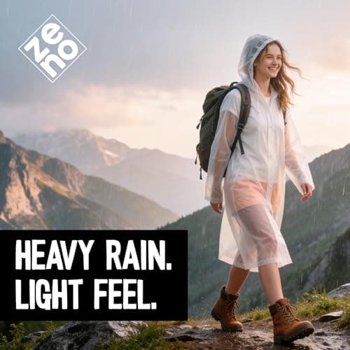 ZENO Rain Coats (2 Pack) - Waterproof Reusable Rain Ponchos with Hood and Snap Buttons - Lightweight, Durable - Raincoat for Men & Women - Clear Unisex Design — view 6