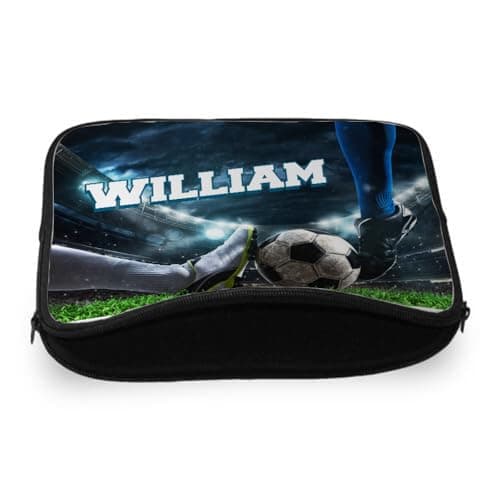 Personalised Football Laptop Sleeve – Custom Name Gift – Ideal for Kids, Teens, Football Lovers, Laptop Sleeve/Cover. (14") — view 2