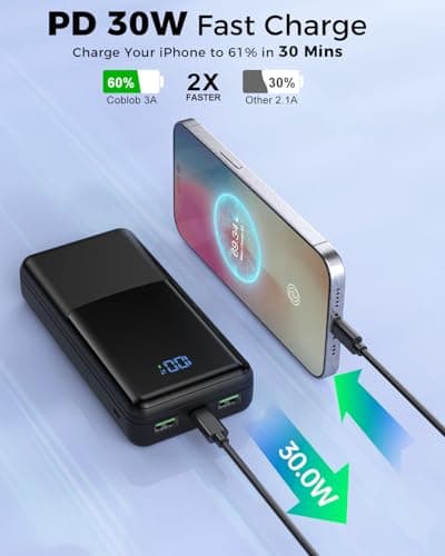 Coblob Power Bank 27000mah, Powerbank Fast Charging with Usb C — view 3