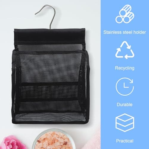 2pcs Hanging Shower Caddy Storage Bags Multipurpose Organizer with Hooks Compact Foldable Design Waterproof Soft PVC Material Bathroom Dorm Travel Essentials for Cruise Kitchen and Washing Line Use — view 6