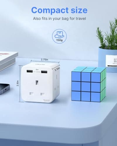 VINTAR Plug Adaptor with 2 USB, 3 Way Plugs Extension Multiplug Socket — view 5