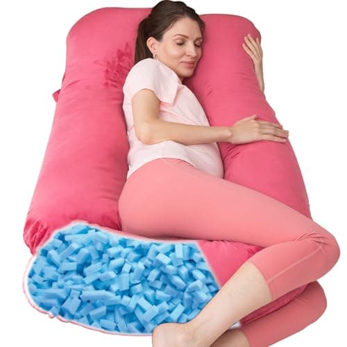 TaiBest U Shaped Full Body Pregnancy Pillow with Removable Cover for Maternity Women,Pregnancy Pillows for Sleeping,Support for Back, Legs, Belly,55 Inch Pregnancy Pillow for Women (Memory Foam, Red)