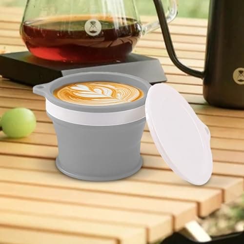 Silicone Folding Cup - Silicone Reusable Portable Foldable Mug | Expandable Camping Cup Drinking Cup with Carabiner for Travel & Hiking — view 3