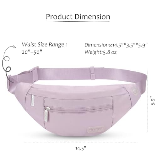 MAXTOP Large Bumbag Waist Fanny Pack Running Belt for Men Women Unisex Bum Bag with Headphone Jack and 4-Zipper Pockets Adjustable Belt for Travel Running Jogging Workout Hiking Gifts Lavender Purple — view 5