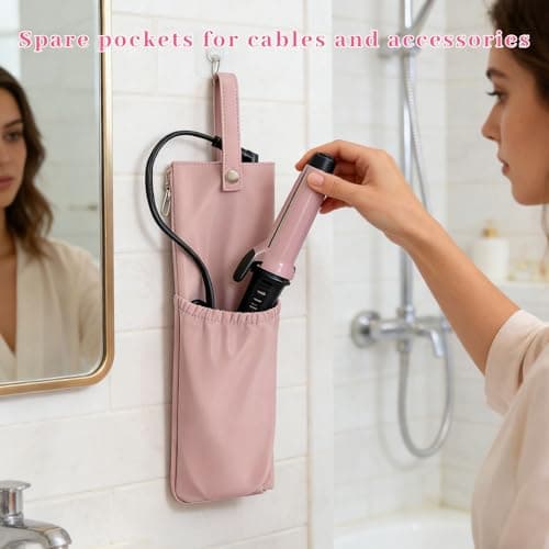 LuminaVerde Bag for Curling Iron, Protective case for Travel Straightener, Heat-Resistant mat, Straightener Holder — view 6