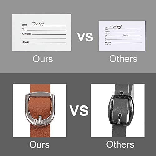 Leather Luggage Tags 4 Pack Bag Suitcase Labels, Brown, 4 pack — view 6