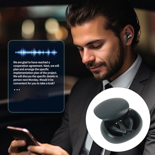 Language Translation Earbuds, Two Way Translator Device with APP, 74 Languages Online Translation, Bluetooth 5.3 Earbuds for Travel Business Learning (Green) — view 2
