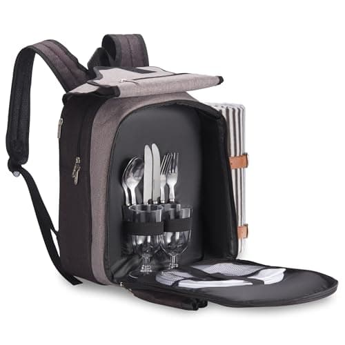 VonShef 2 Person Grey Picnic Backpack