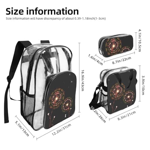 WZYCWB Starry Dandelion Patterned backpack set (lunch bag and pencil case) | Perfect for school, work, business trips, and travel. — view 3