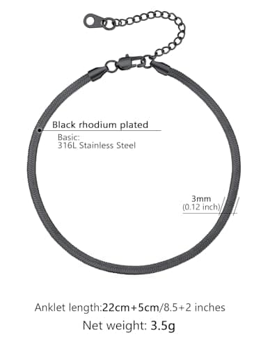 Supcare Stainless Steel Ankle Bracelets, 3MM Flat Snake Chain Anklet Summer Jewellery, Sexy Foot Chains for Party Holiday Travel — view 6