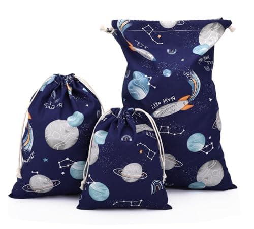 Amoyie Cotton Drawstring Bag 3pcs, Kids Storage Bag, Fabric Organiser Pouch — view 2