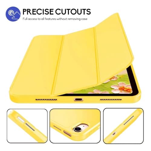 iPad (A16) 11th Generation Case 11 Inch 2025, iPad 10th Generation Case 2022 10.9 Inch with Pencil Holder, Soft TPU Back Slim Smart Protective Trifold Stand Cover, Auto Wake/Sleep, Yellow — view 6