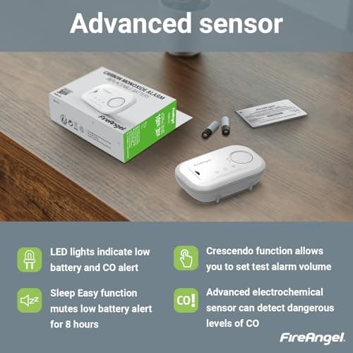 FireAngel FA6813 Portable Carbon Monoxide Detector/Alarm, 10 Year CO Alarm — view 4
