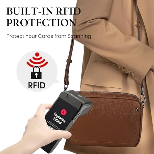 befen Brown Handbag Real Leather Shoulder Bags Women with RFID Blocking — view 2