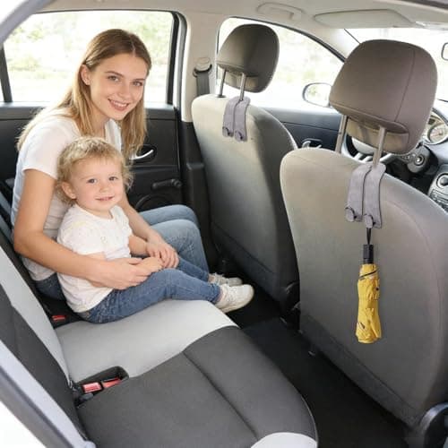 Purse Hook for Car - Double Metal Universal PU Leather Organizers | Car Seat Hooks | for Travel Road Trip Daily Driving Summer Camping Commute Picnic Vacation Outdoor Business — view 2