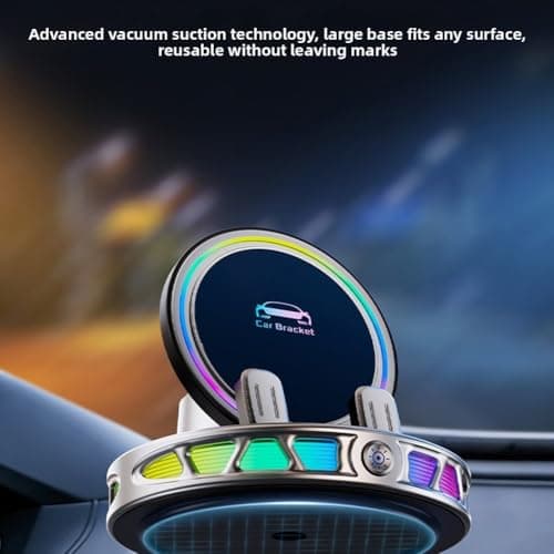 15W Wireless Car Phone Holder With RGB Ambient Light, Automatic Clamping Fast Charging Mount For Dashboard, Compatibility For Smartphones(Black) — view 4