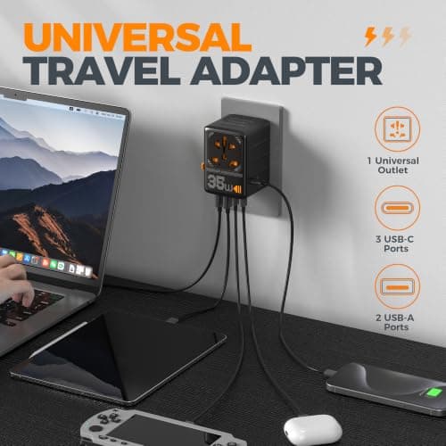 TESSAN 35W Universal Travel Adapter Worldwide with 3 USB C 2 USB A Ports — view 2
