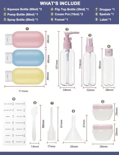 Travel Bottles for Toiletries, CAA Approved 11 PCS Travel Bottles Kit — view 6