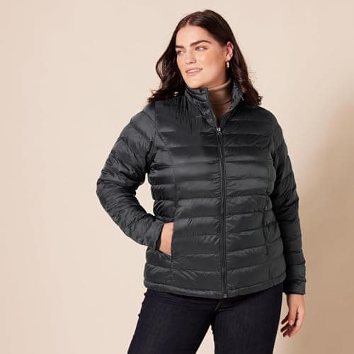 Amazon Essentials Women's Lightweight long-sleeved, water-resistant, packable puffer jacket (available in plus size), Black, L — view 6